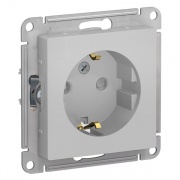 Розетка с заземлением со шторками 16А SE AtlasDesign, алюминий