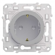 Розетка с заземлением со шторками Odace алюминий