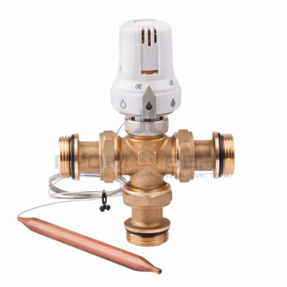 Вентиль смесительный трехходовой ICMA 323 - 1" (регулировка 20-50°C, с погружным датчиком)