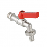 Кран сливной водоразборный VALTEC VT.051 - 3/4" (НР/Штуцер, PN10, Tmax 75°C, ручка-флажок красная)