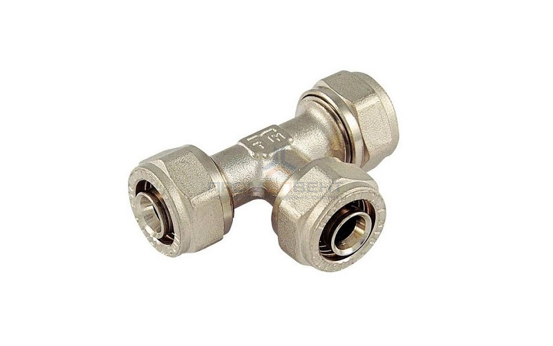 Тройник переходной Tiemme 1607 - 20x2.0 x 16x2.0 x 16x2.0 (винтовой, для металлопластиковых труб)