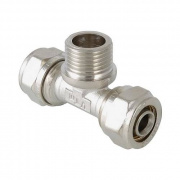 Тройник с переходом на наружную резьбу VALTEC VTm.333 - 26 x 1" (винтовой, для металлопласт.труб)