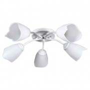 16-18 Светильник декоративный, потолочный, "Белл", корпус металл, плафон пластик, 5хЕ27 15Вт, 220В, белый, крепление на планку, Ø600х150мм, лампочки в комплект не входят.